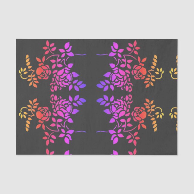 Papier Mousseline Fleurs Roses tendues Couleurs Abstraites Découpage (Recto)