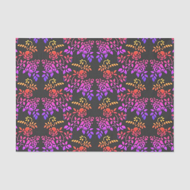 Papier Mousseline Fleurs Roses tendues Couleurs Abstraites Découpage (Recto)
