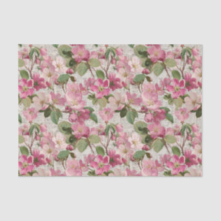 Papier Mousseline Fleurs Roses Vintage Decoupage