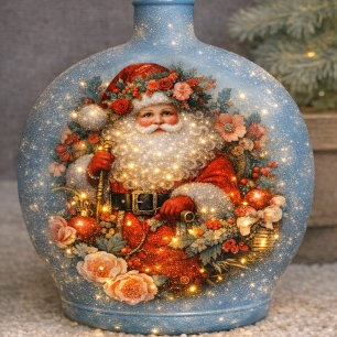 Papier Mousseline Fleurs rustiques vibrantes Père Noël vintage décou