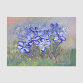 Papier Mousseline Fleurs sauvages bleus dans une peinture de