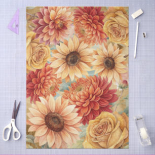 Papier Mousseline Fleurs sauvages de chute d'aquarelle sur parchemin