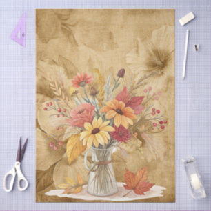 Papier Mousseline Fleurs sauvages de chute d'aquarelle sur parchemin