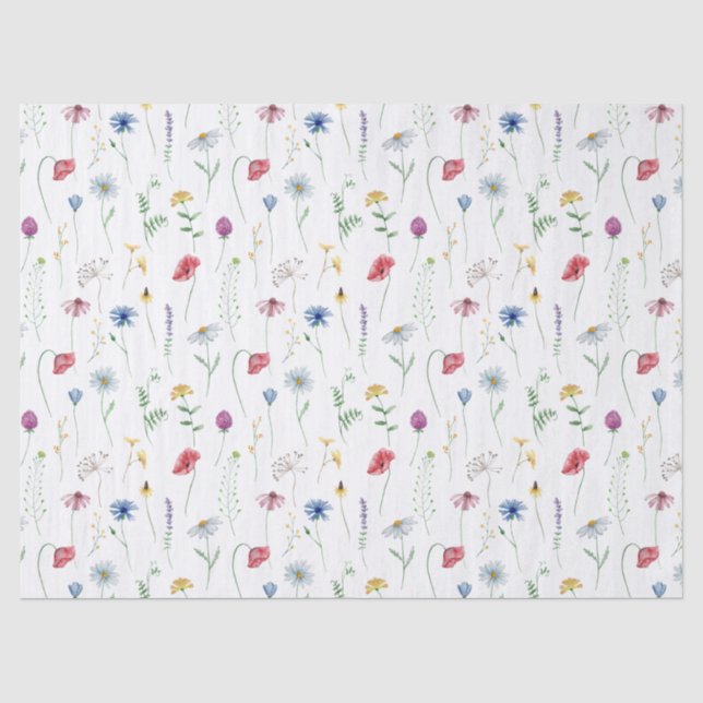 Papier Mousseline Fleurs Sauvages Élégantes (Recto)