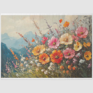 Papier Mousseline Fleurs sauvages pastel découpage peinture à l'huil