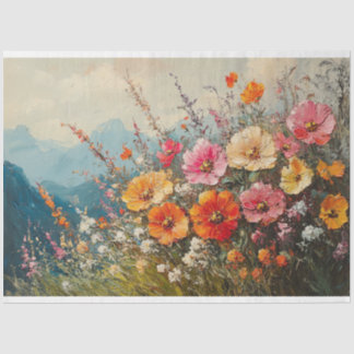 Papier Mousseline Fleurs sauvages pastel découpage peinture à l'huil