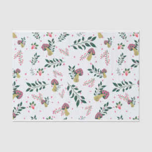Papier Mousseline Fleurs sauvages roses et Jardin de champignons géa