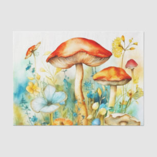 Papier Mousseline Fleurs sauvages vintages et champignons