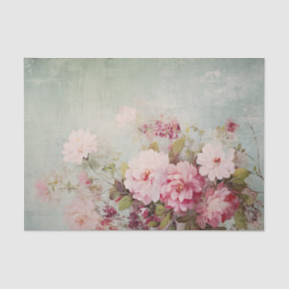 Papier Mousseline Fleurs Shabby Chic en détresse d'un côté
