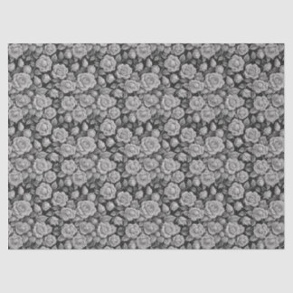 Papier Mousseline Fleurs Sombres Roses Grises Noires Esthétique
