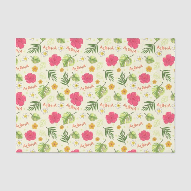 Papier Mousseline Fleurs Tropicales Hawaïennes (Recto)