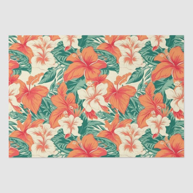 Papier Mousseline Fleurs tropicales motif Hawaiian vibe (Recto)
