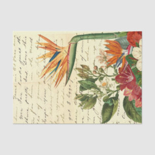 Papier Mousseline Fleurs tropicales vintages