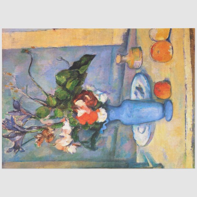 Papier Mousseline Fleurs Vase Bleues, Paul Cezanne (Recto)