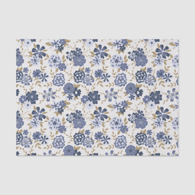 Papier Mousseline Fleurs Vins Bleues Cadeau Botanique (Recto)