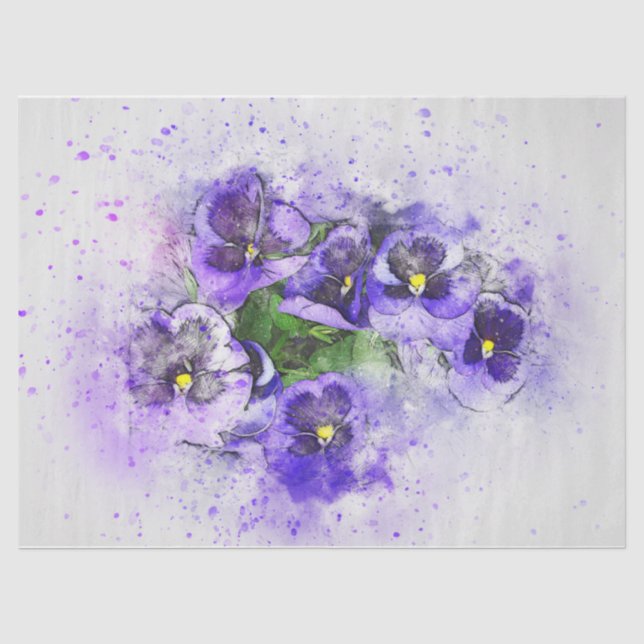 Papier Mousseline Fleurs violettes Oubliez-moi-non Découpage (Recto)
