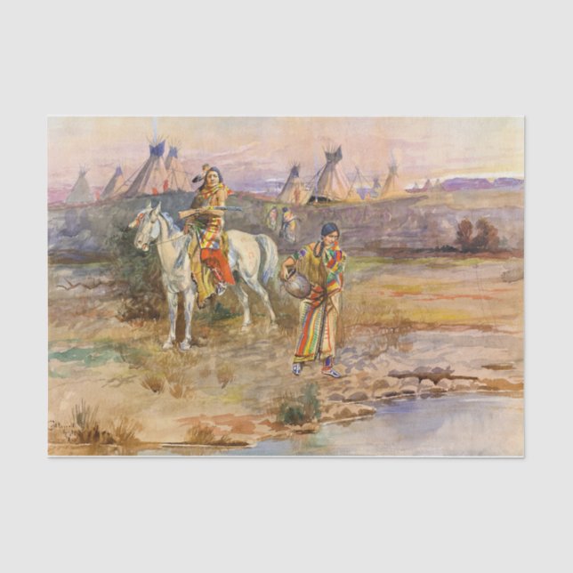 Papier Mousseline Flirt Piegan par Charles Marion Russell (Recto)