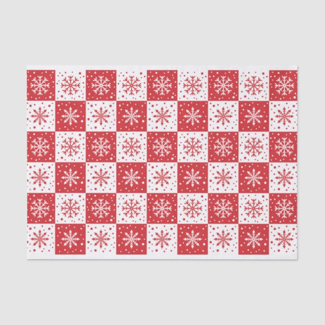 Papier Mousseline Flocon de neige et Motif de neige (rouge) (Recto)