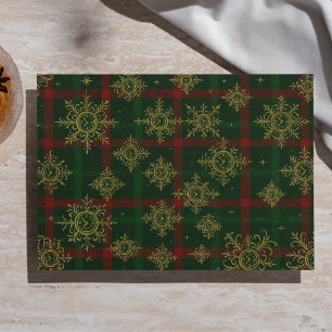 Papier Mousseline Flocon de neige Steampunk et tartan rouge et vert