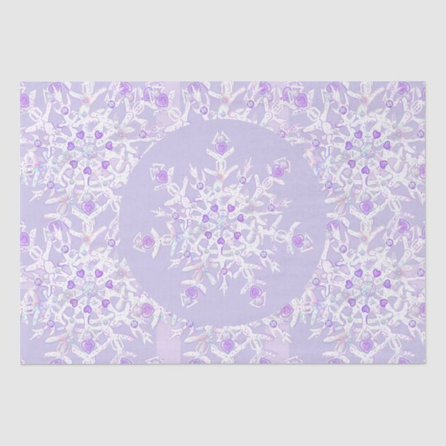 Papier Mousseline flocon de neige violet clair et coeur étincelant (Recto)