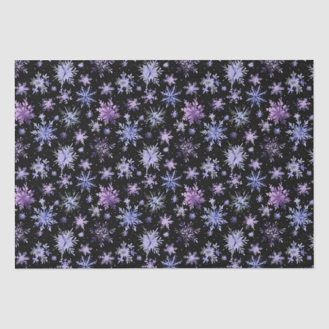 Papier Mousseline Flocon de neige violet noir (Recto)