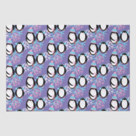 Papier Mousseline Flocons de neige de pingouin mignons Fantaisie