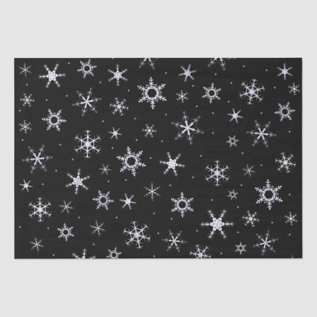 Papier Mousseline Flocons de neige noirs (Recto)