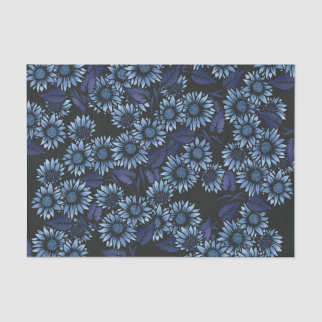Papier Mousseline Floral bleu (Recto)