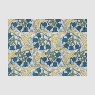 Papier Mousseline Floral Blue Flowers Lily Valley Répétition