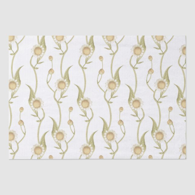 Papier Mousseline Floral Boho Daisy Chaîne Motif Decopage (Recto)