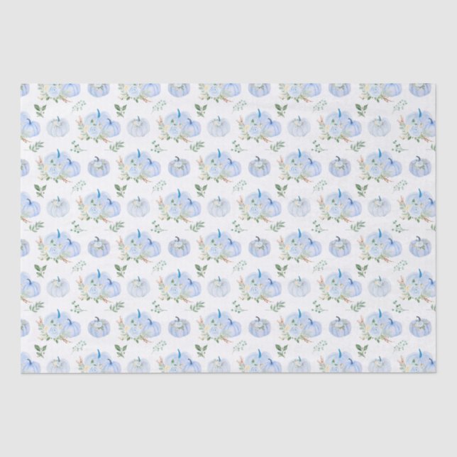 Papier Mousseline Floral Citrouille bleu (Recto)