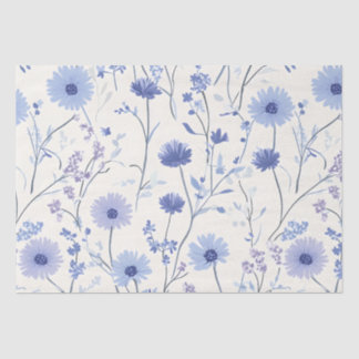 Papier Mousseline Floral de Cornflower Bleu