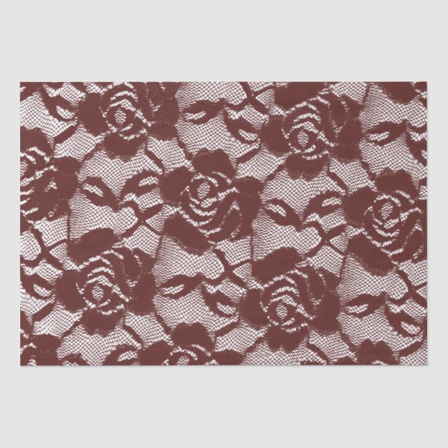 Papier Mousseline Floral de dentelle rouge de Bourgogne (Recto)