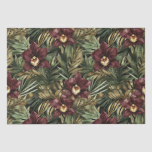 Papier Mousseline Floral d'orchidée rouge de Bourgogne