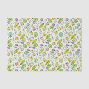 Papier Mousseline Floral en pastel et feuille 2