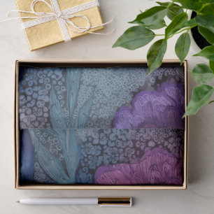 Papier Mousseline floral fuchsia