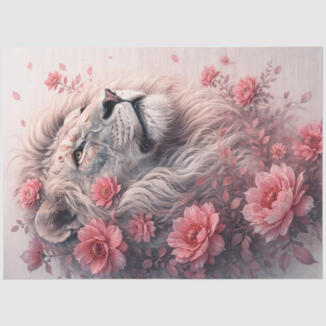 Papier Mousseline Floral Lion (Recto)