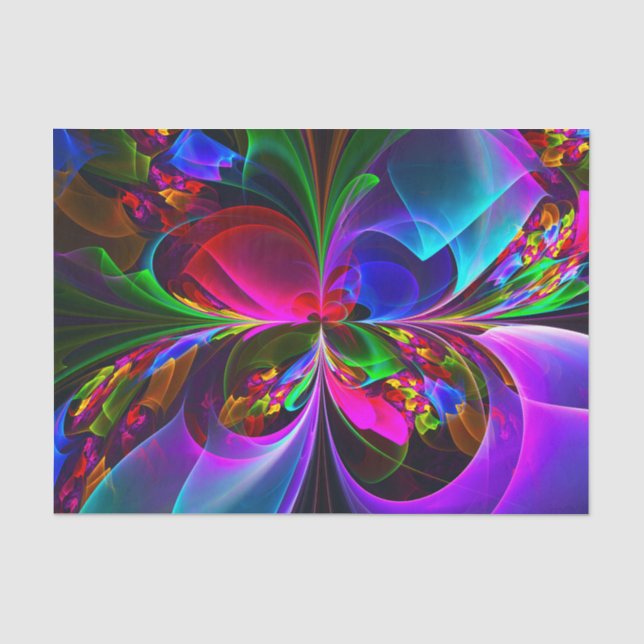 Papier Mousseline Floral moderne Art Abstrait Rouge Bleu Motif #12 (Recto)