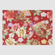 Floral moderne rose or rouge asiatique