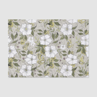 Papier Mousseline Floral papillon