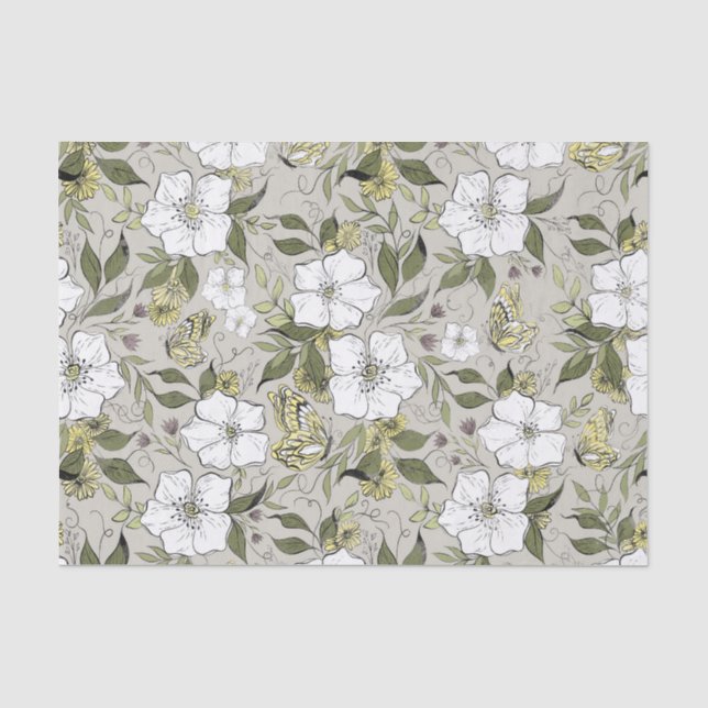 Papier Mousseline Floral papillon (Recto)