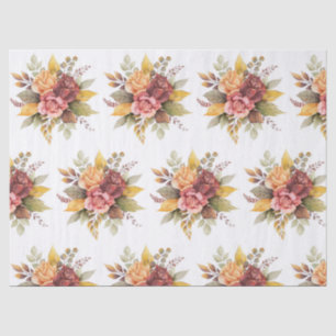 Papier Mousseline Floral rose Bourgogne Motif Antique Mariage