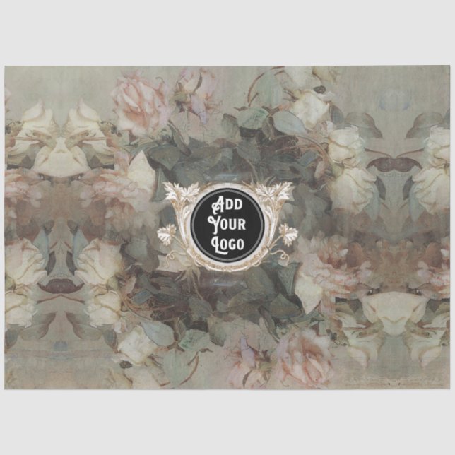Papier Mousseline Floral rose Roses Impressionnisme Gold Logo Entrep (Recto)