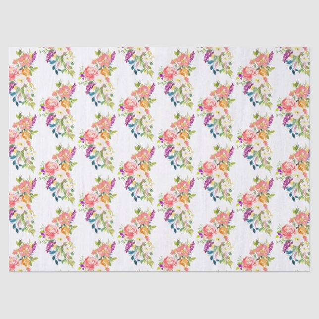 Papier Mousseline Floral rose rouge (Recto)