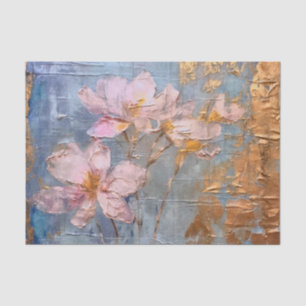 Papier Mousseline Floral rose texturé