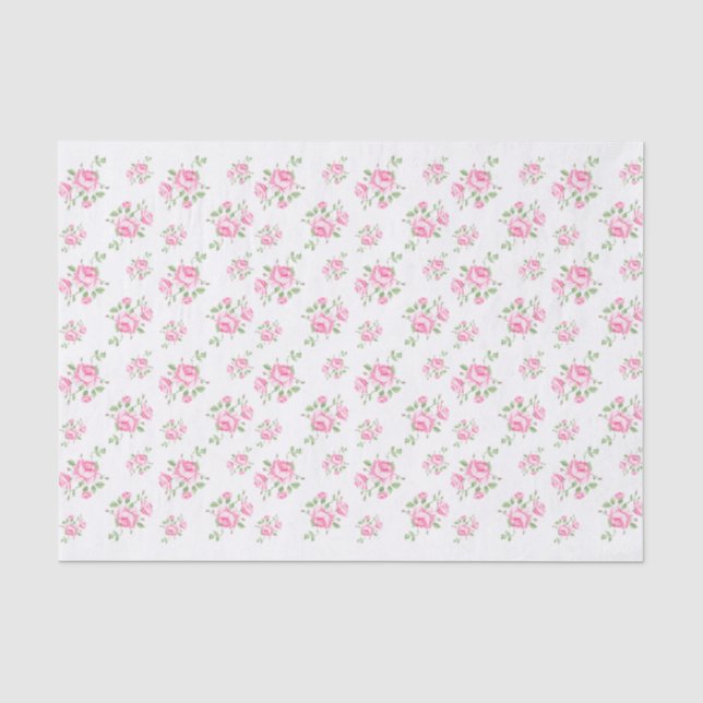 Papier Mousseline Floral rose vintage (Recto)