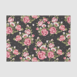 Papier Mousseline floral, roses, rouge, noir, arrière - plan, chic
