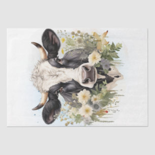 Papier Mousseline Floral Vache Laitière Holstein Aquarelle Friésienn