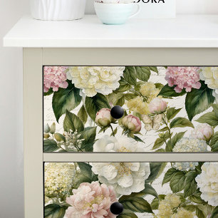 Papier Mousseline Floral Vintage ivoire Peony Hydrangea Découpage