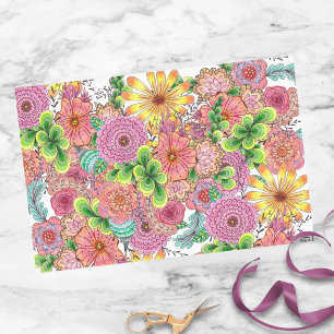 Papier Mousseline Florales artistiques colorées et complexes